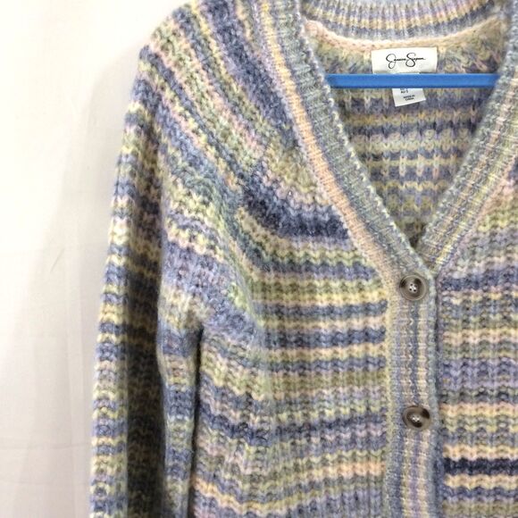 Jessica Simpson Chunky Knit Cardigan Sweater V-Neck Button Front Size Small - Picture 3 of 4